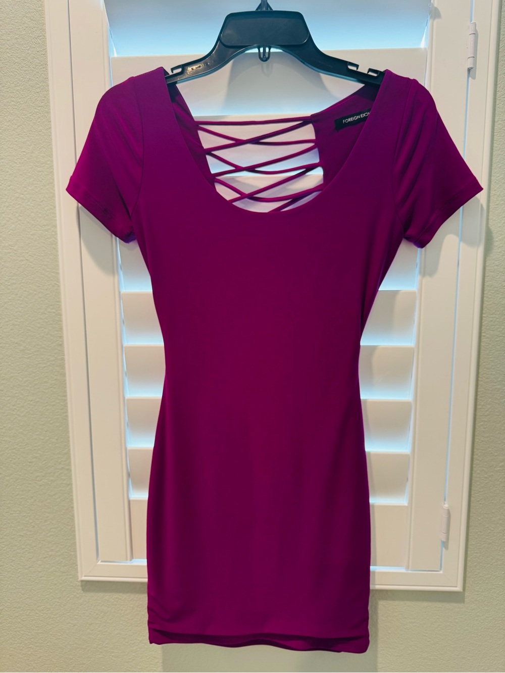 Foreign Exchange Purple Mini Dress with Asymmetric Open Back